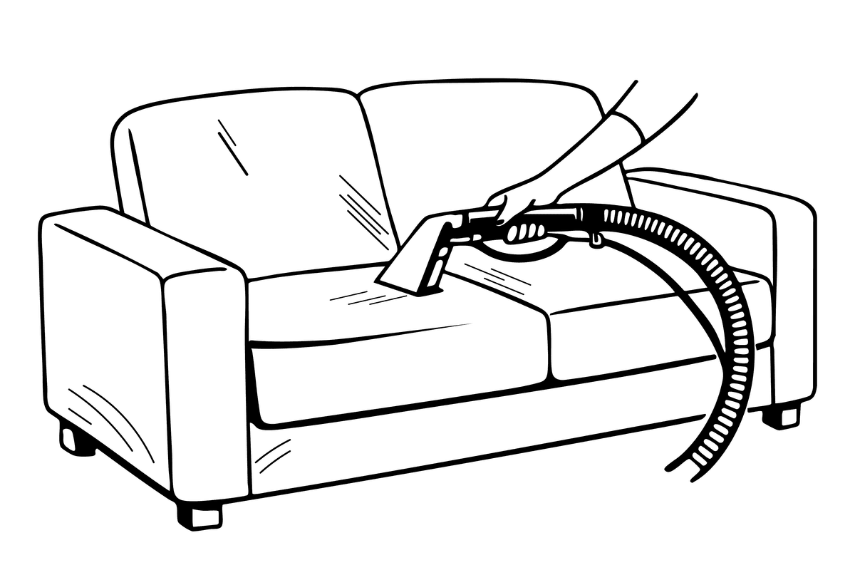 Bankstel met stofzuiger